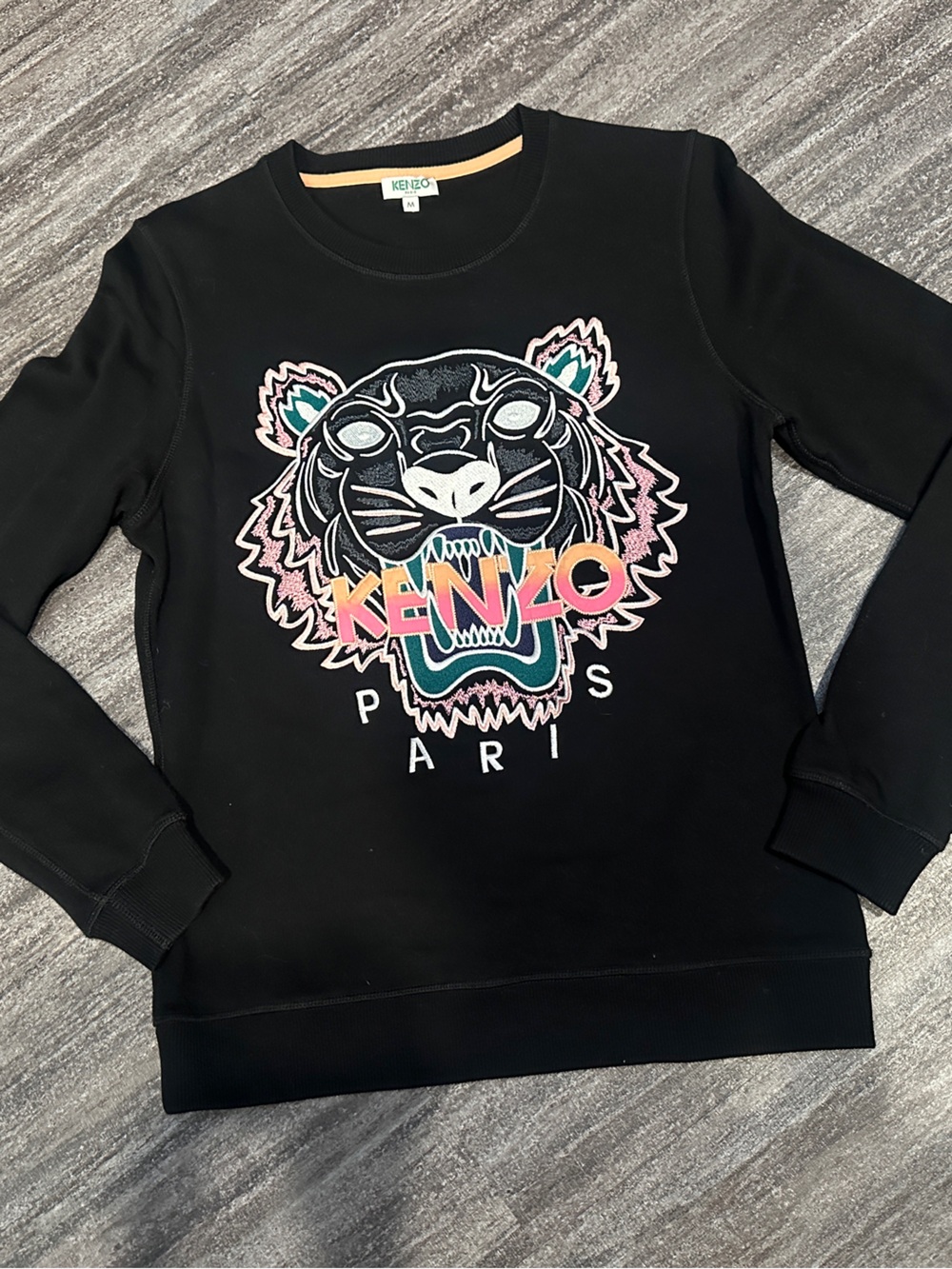 Kenzo Black Sweatshirt with Multicolor Tiger Graphic